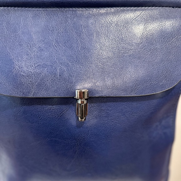 Blue Leather Backpack Small - Picture 4 of 6